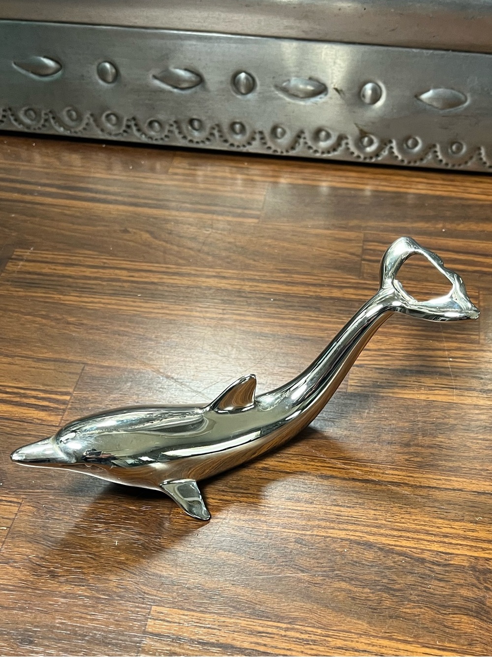 Silver plated Dolphin Bottle opener barware vintage